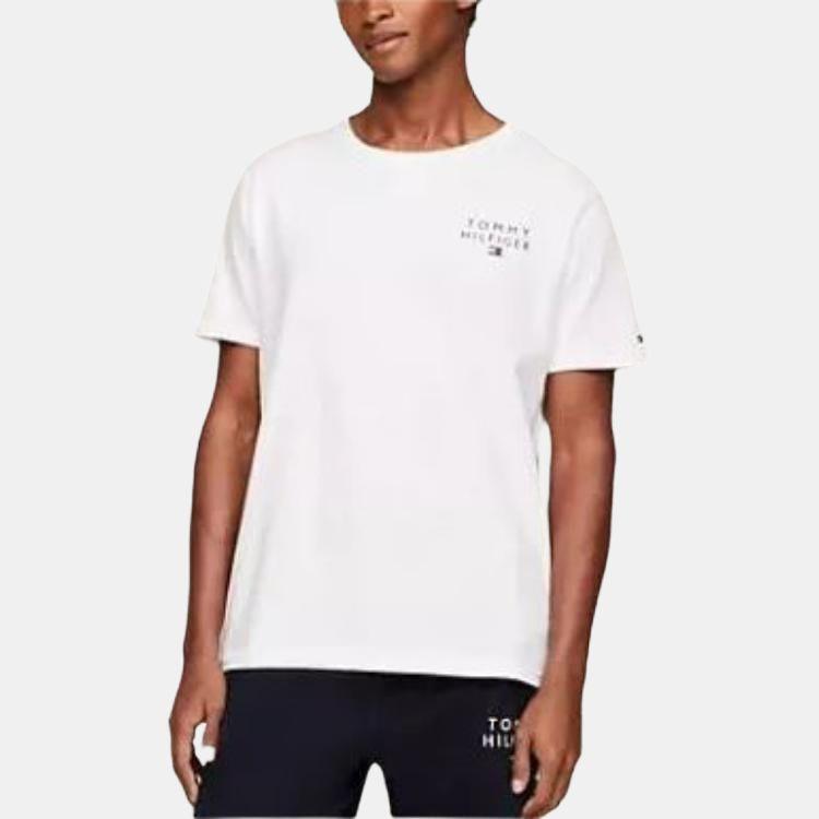 Tommy Hilfiger Logo Print Pullover Round Neck Short Sleeve T-Shirt Men Tops White UM0UM02916-YBR