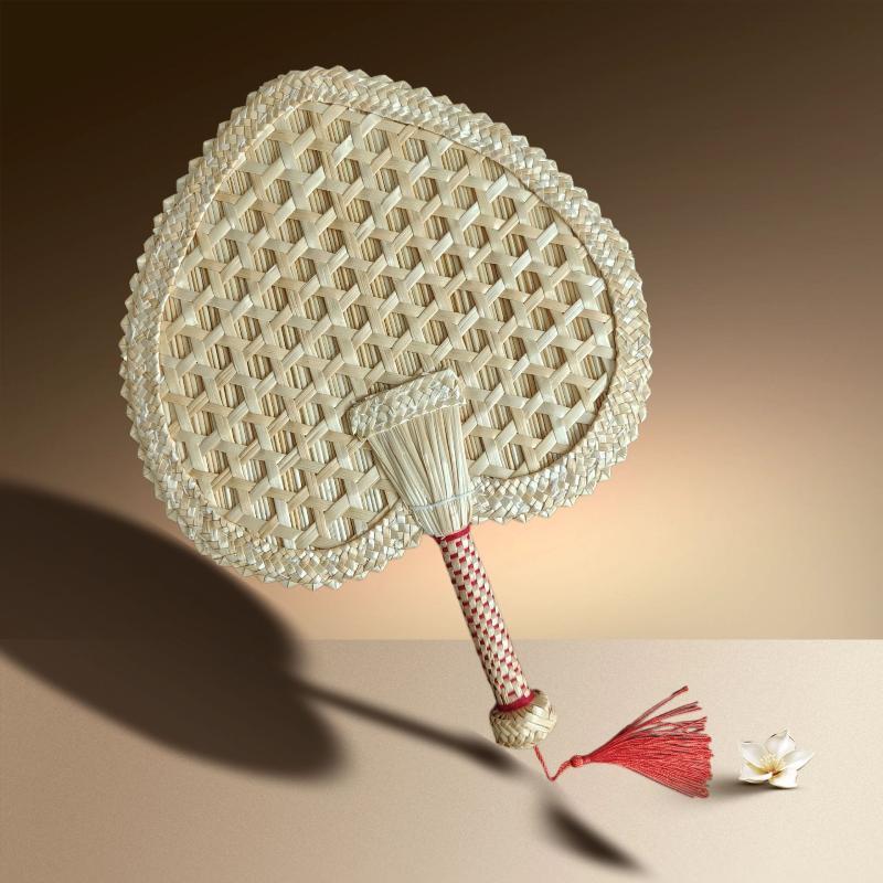 Fashion Hand Woven Wheat Straw Fan Exquisite Rustic Chinese Portable Vintage Handheld Fan For Summer Cooling