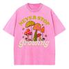 Women's T-Shirt Summer New Alphabet Mushroom Print Y2K Oversized Washed Neutral Short Sleeve Casual Trend Hip Hop Top