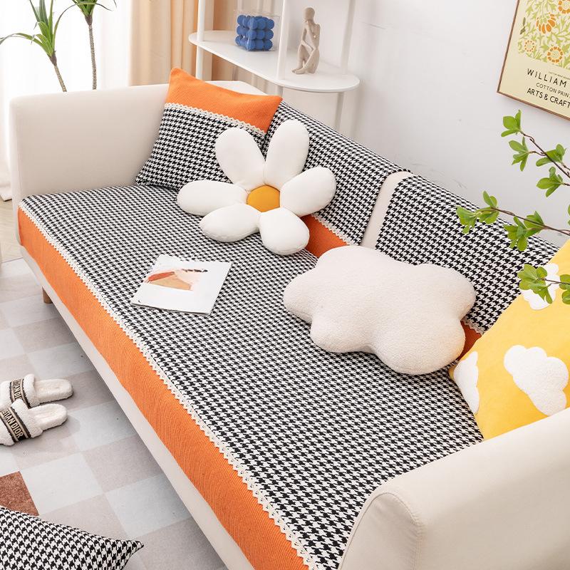 

Ретро диванная подушка с рисунком «гусиные лапки» для гостиной, чехол для дивана из хлопка и льна, четыре сезона, махровая ткань, подушка для сиденья P 70*70cm