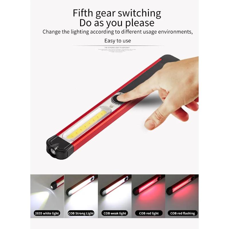 USB Rechargeable LED Flashlight with Magnet and Hook Life Waterproof With Red light Power Bank Repairing Work Emergency Lantern