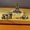 Vintage Bronze Frog Lncense Holder - Decorative Metal Ornament For Office Desk, Tea Room, And Home