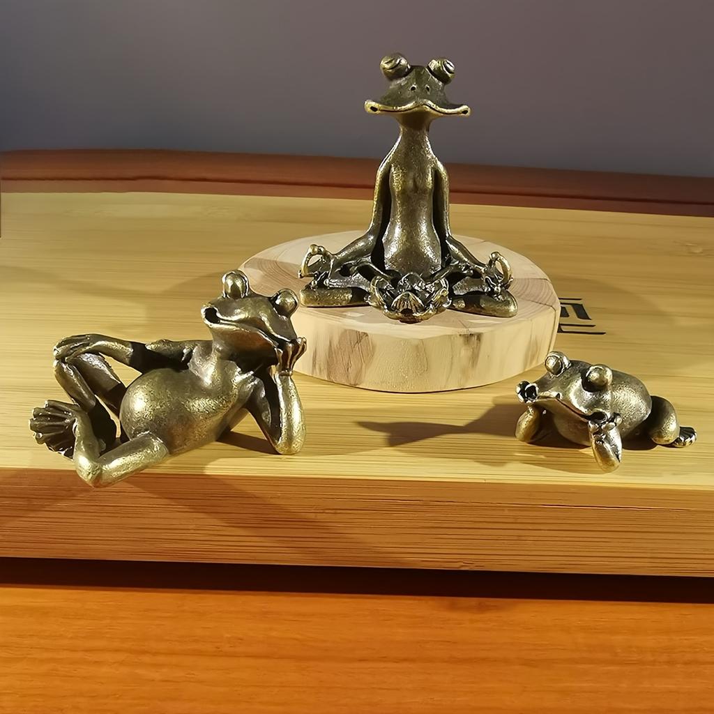 Vintage Bronze Frog Lncense Holder - Decorative Metal Ornament For Office Desk, Tea Room, And Home