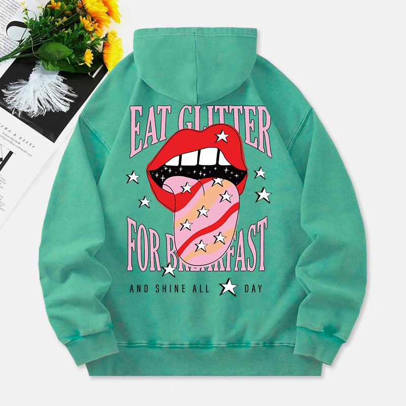 

Толстовки с капюшоном Lips And Stars для женщин, красная печать, хлопок, уличная одежда, потертый карман, оверсайз, женская одежда 3XL