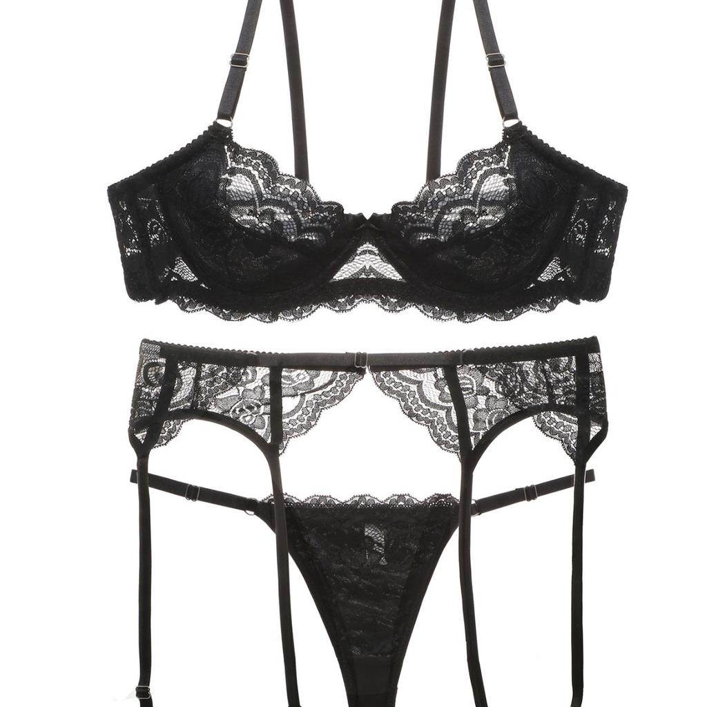 Chang Lizi three-piece fun thin mold cup bag with steel ring lace young women, sexy underwear bra