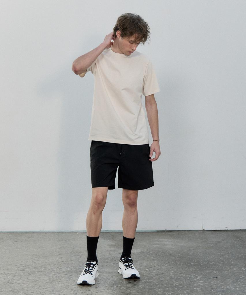 BASIC HOUSE Cool Sorona Regular Fit Round Neck Short Sleeve T-Shirt Ivory Lzts3107