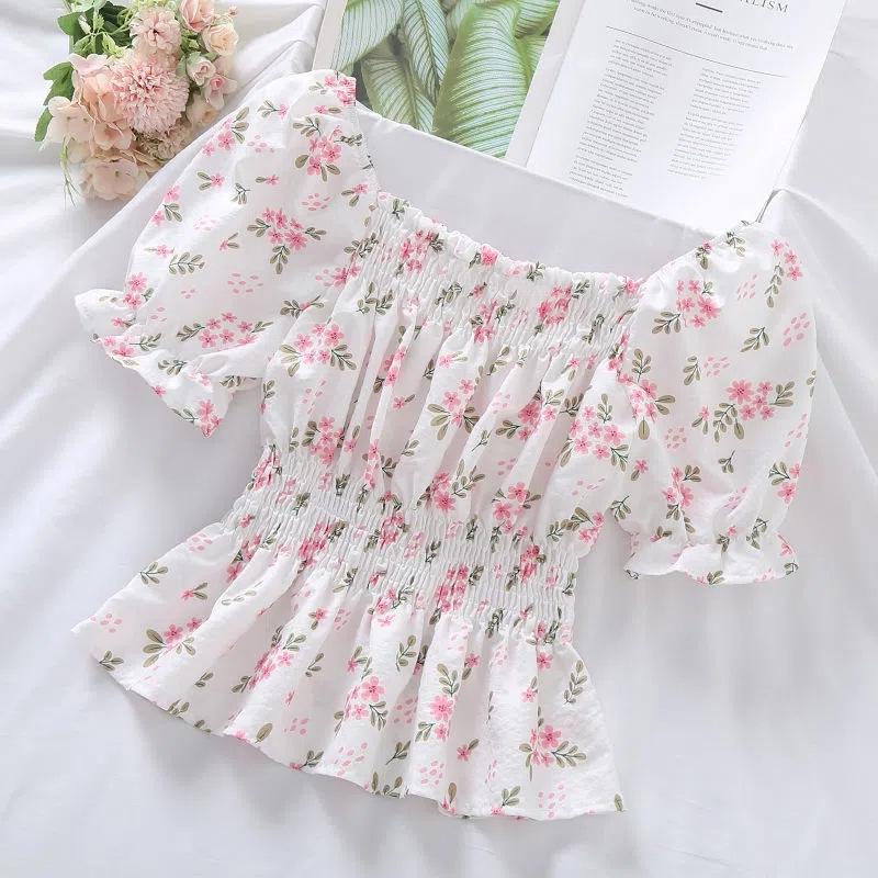 Women's Floral Ruffle Shirt - New Douyin Summer Style, Slim-Fit, Sweet, and Trendy