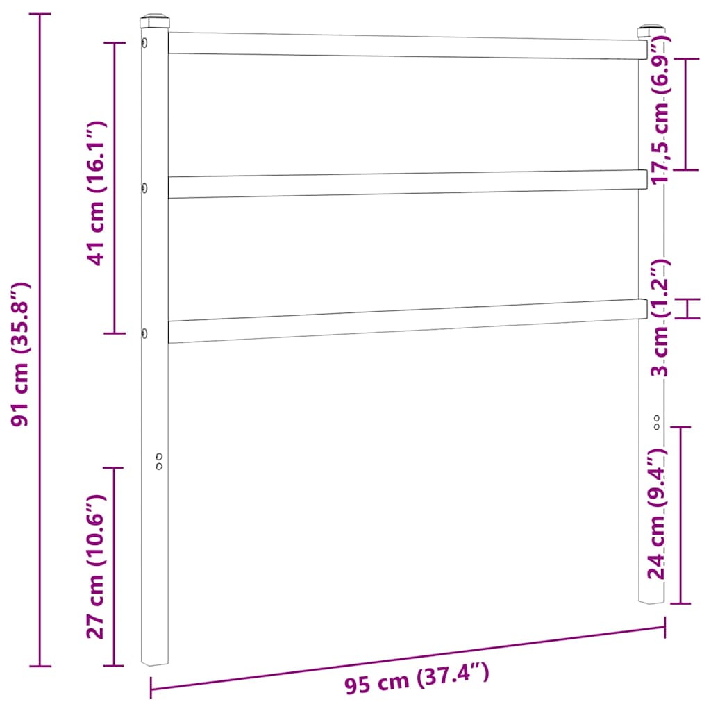 Vidaxl Metalowe Wezgłowie, Czarne, 90 Cm