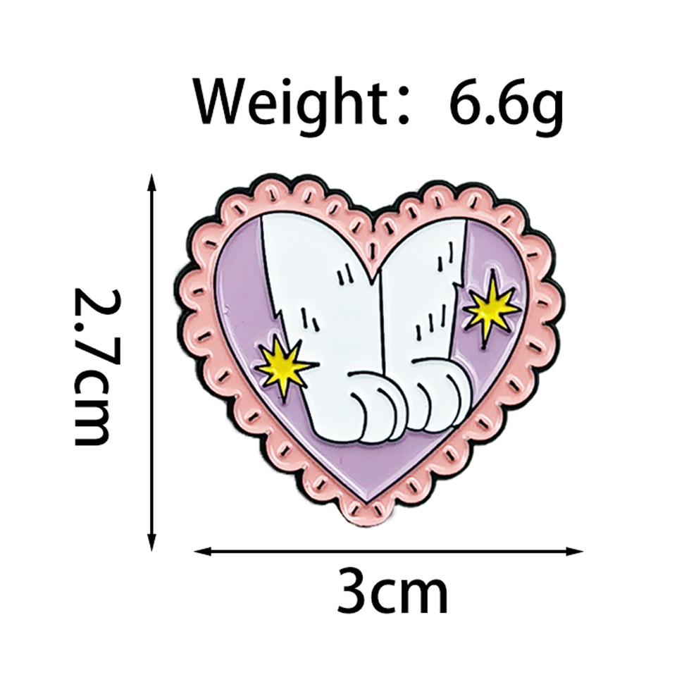 Cartoon Love Series Cute Cat Brooch - Pink Heart Couple Backpack Decoration Badge