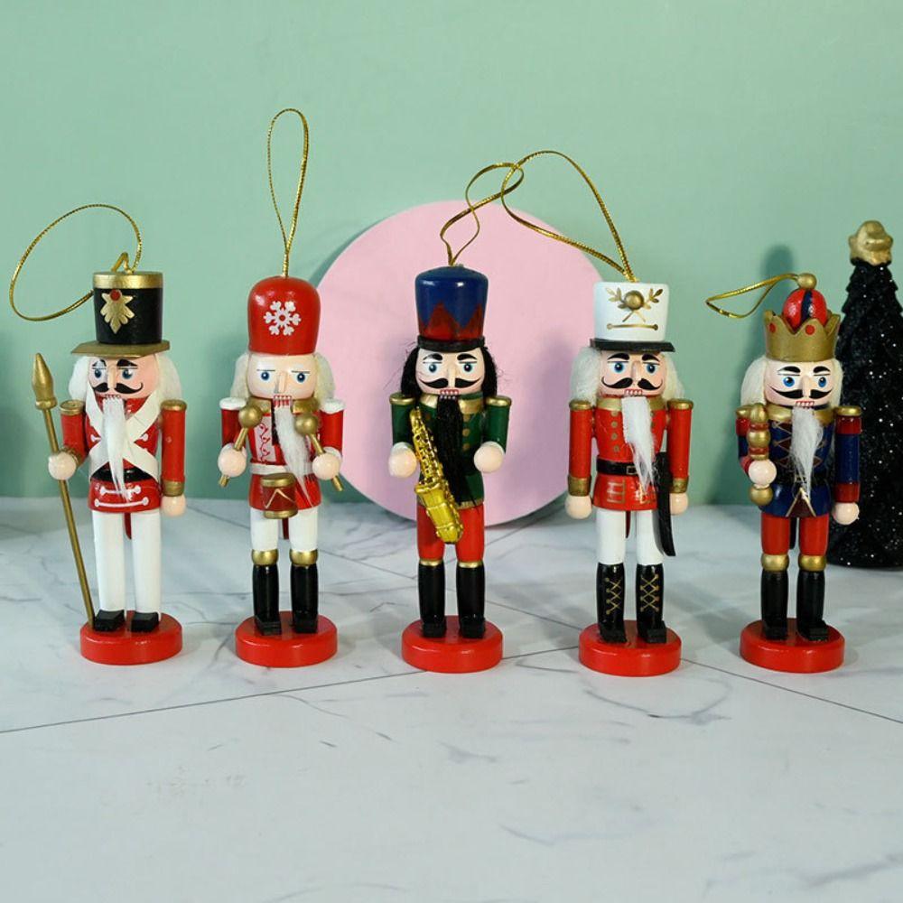 3/4/5Pcs Painted Nutcracker Puppet Colorful Nutcracker Doll Soldier Puppet Pendant  New Year Gift