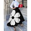 Printed Design Casual Style Black And White Stripes Pattern Half Skirt