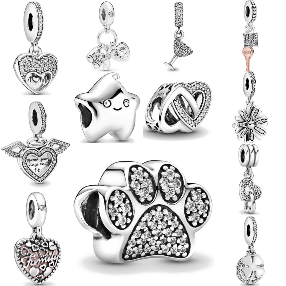 New 925 Silver,Dog Paw,Pentagram,Flower Bead Key,Heart Shaped Pendant,fit Original Bracelet DIY Accessories Exquisite Jewelry