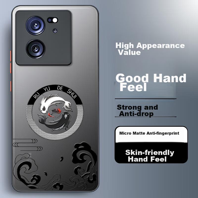 Phone Case for Xiaomi Redmi K60 Pro, with Shockproof Silicone, Full Coverage Cartoon Graffiti Contrasting Colors - Fish in Water