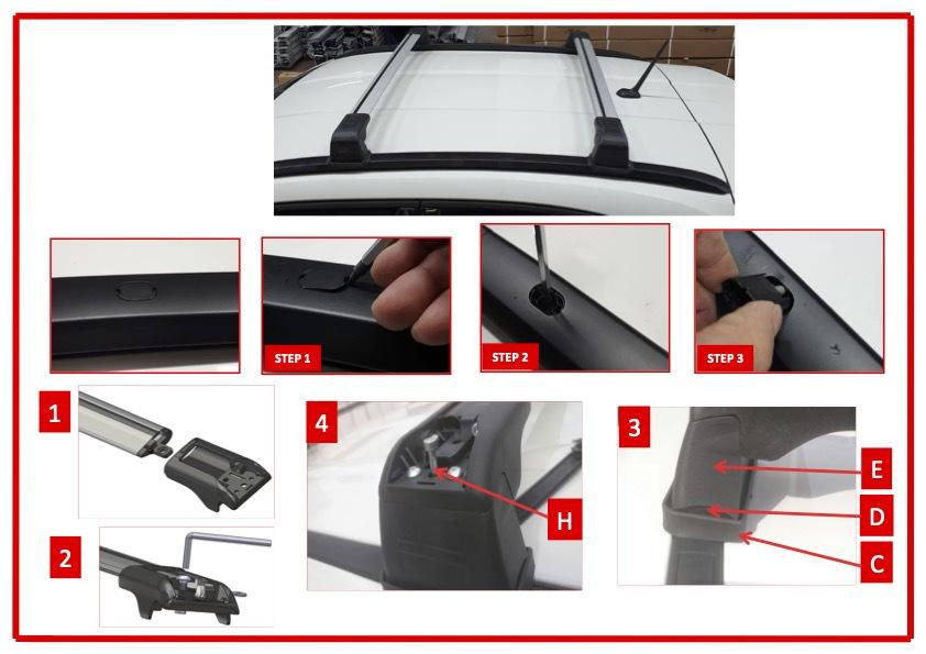 

Поперечены в штатные рейлинги под ключ Wingbar V3 (2 шт) Серые для Fiat 500X