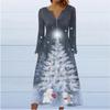 Fashion Women's Casual Fashion Print Pocket V-neck Pullover Long Sleeve Dress