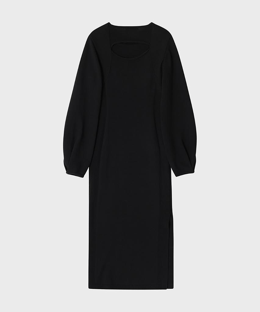 Noir For Woman Drape Layered Knit Dress (Black)