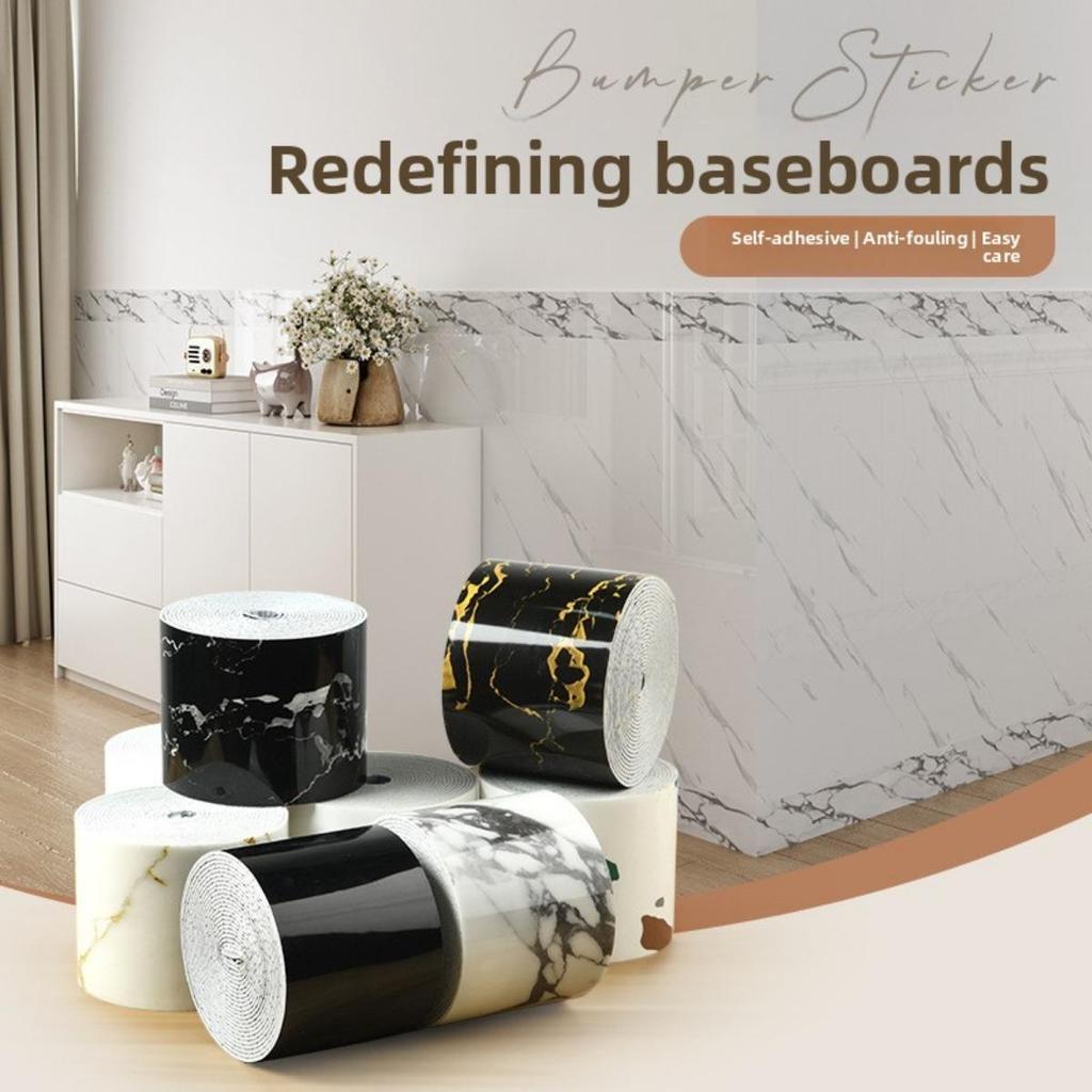 Silná role, Tapeta s panelem z mramorových dlaždic v evropském stylu, Samolepicí PVC imitace cihly, DIY odnímatelná, Podlahová a nástěnná ochranná lišta