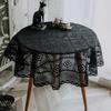 Round Tablecloth Imitation Crochet Forest Style Hollow Lace Coffee Table Cover with High Aesthetic Value Photo Background