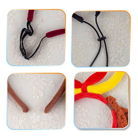 Dog Antler Headband Christmas Pet Costume Hairband Adjustable Headband with Bow Floppy Ears for Medium Large Dogs Holiday Party Dress-up