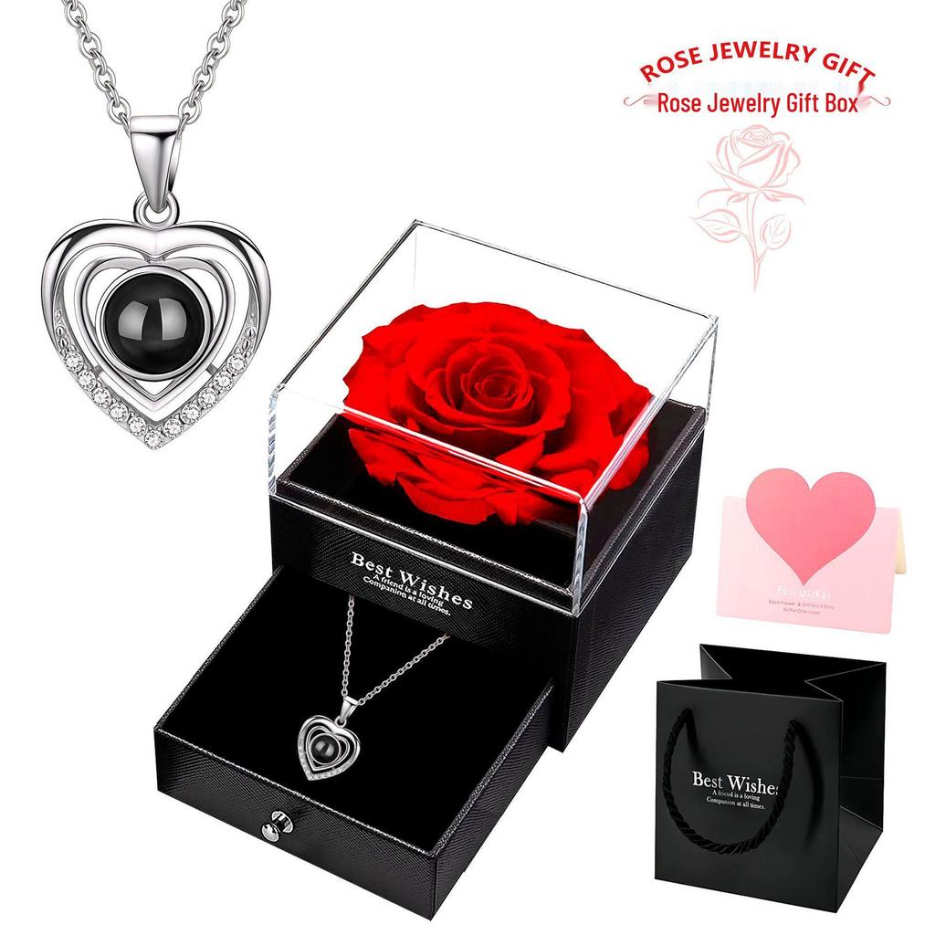 Naszyjnik Projekcyjny Ozon Podwójne Serce: Elegancki Wisiorek z napisem 'Kocham Cię' w 100 Językach