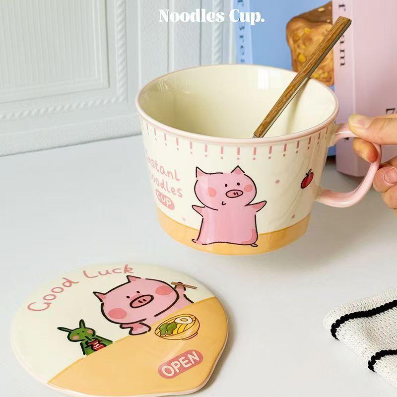 Lamb Instant Noodle Bowl with Lid Dormitory Students' High-value Noodle Bowls, Microwave Rice,Canteen Cooking,Special Tableware