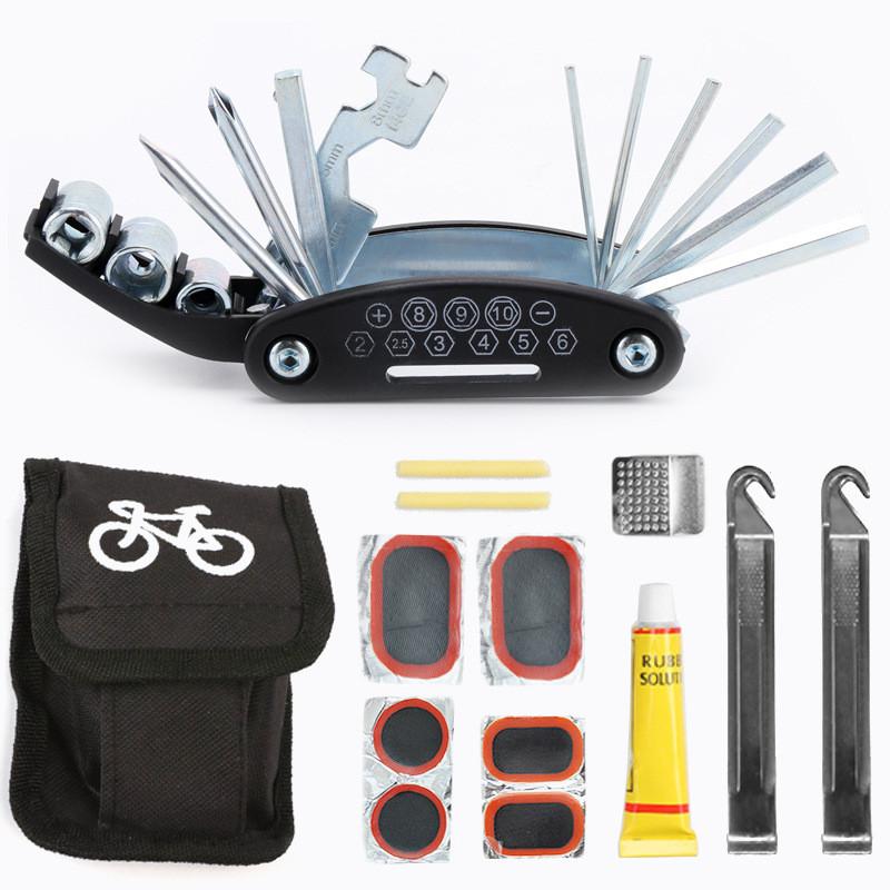 Bicycle Repair Kit 16 In 1 Multitool Set For Mountain And Road Bike Maintenance