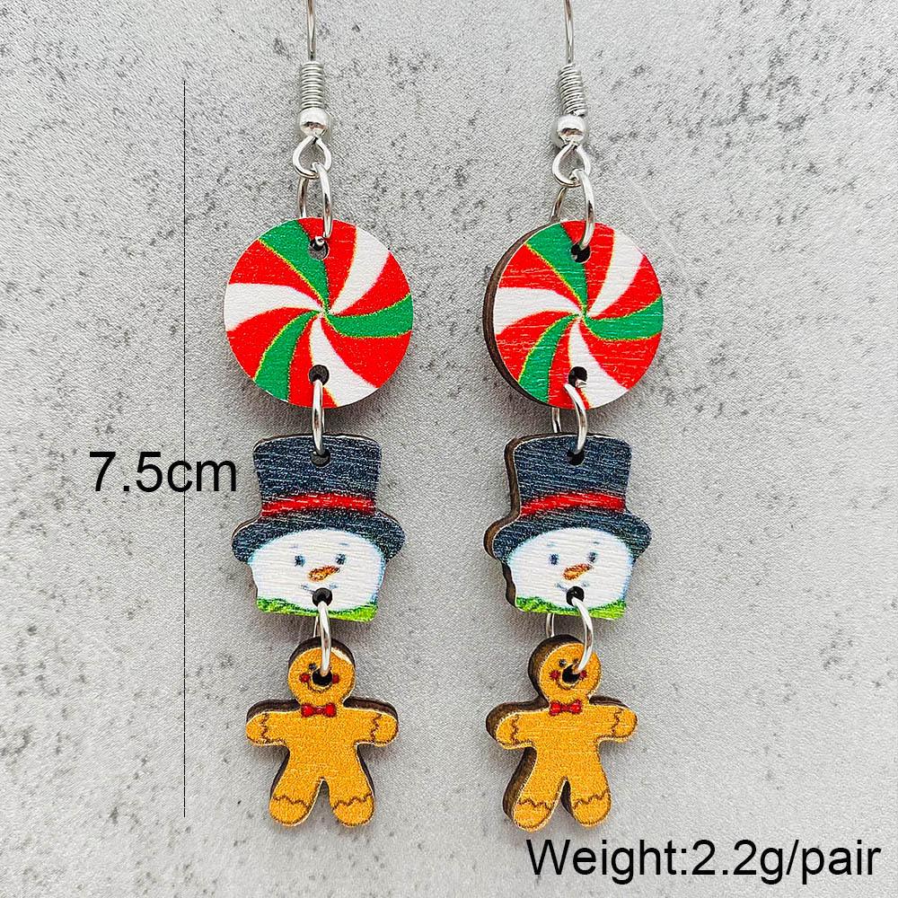 New Christmas Ornament Earrings: Snowman, Santa, Gingerbread, Candy, Wooden Pendants