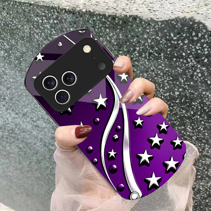 Deep Night with Stars For iPhone 17 16 15 14 Pro 13 Plus 12 mini 11 Pro Max XR X S 7 8 Elliptical Tempered Glass Phone Case