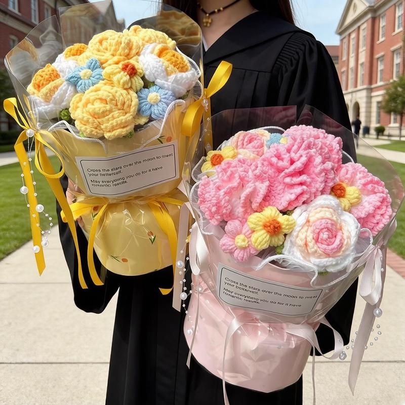 Crochet Flower Bouquet Mother's Day Gift Flowers Handmade Bouquet Wedding Party Decor Guests Gifts Graduation Gifts