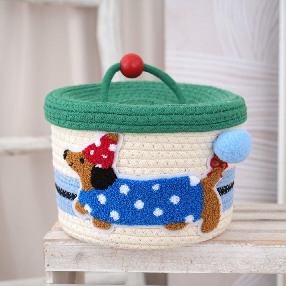 Cartoon Hand Gift Box Round Snack Organizer Box Multipurpose Cotton Rope Storage Basket  Cosmetics