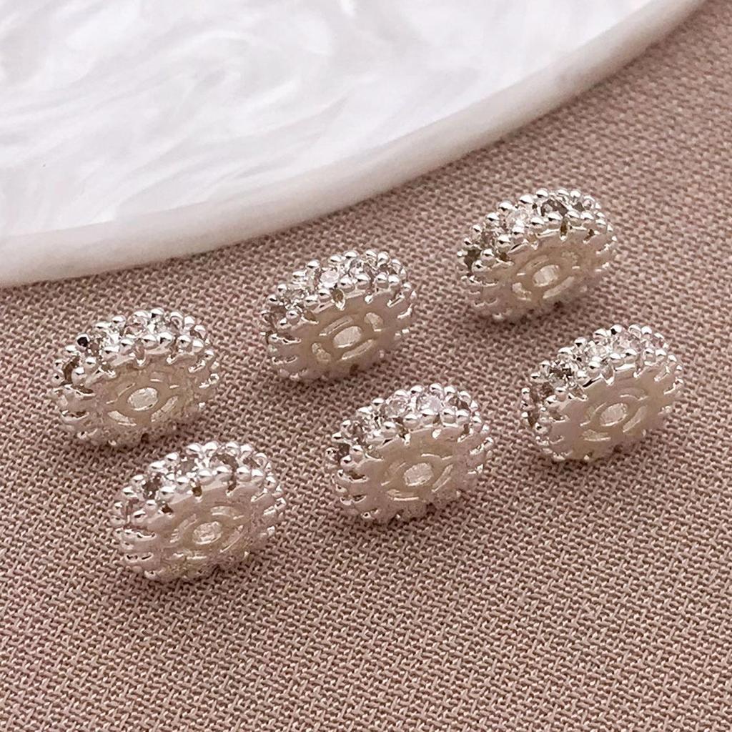 Copper Plated 18K Gold Zircon Spacer Beads for DIY Bracelets & Necklaces