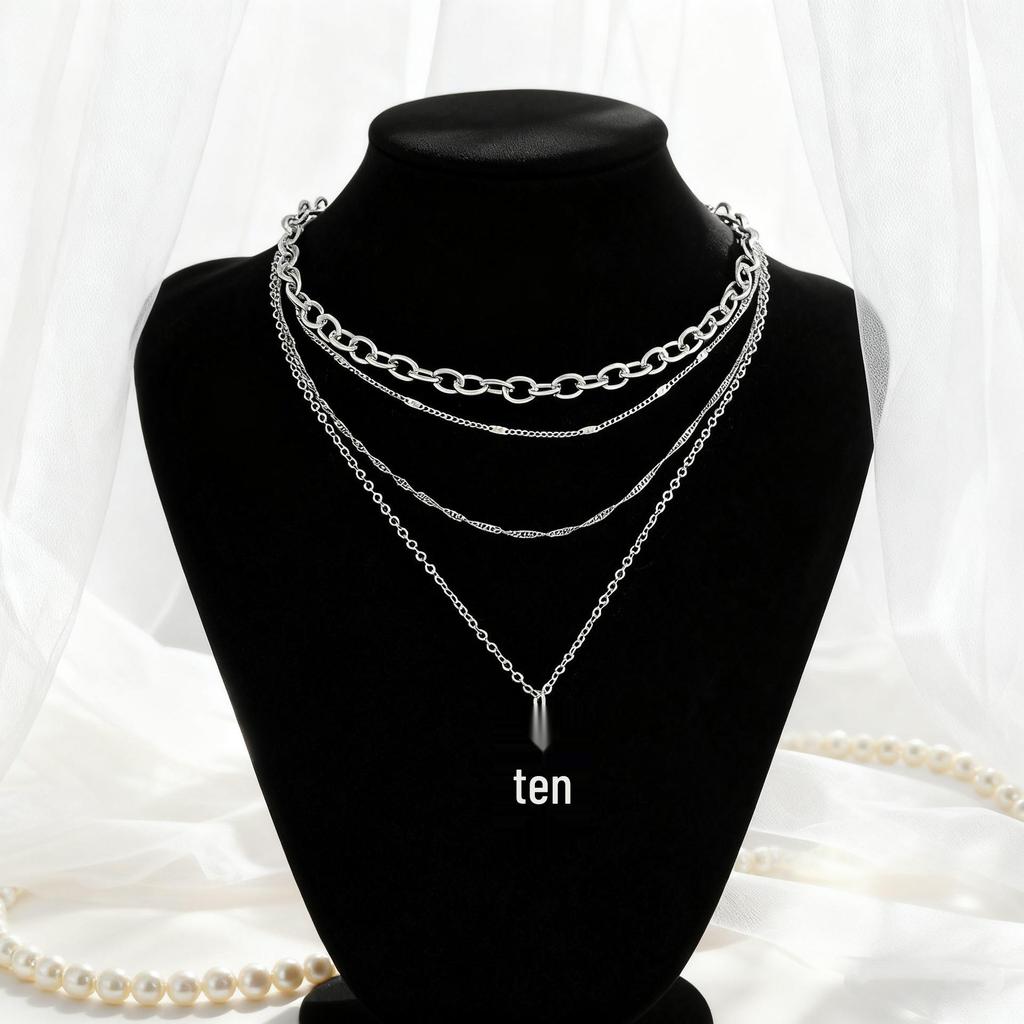 Trendy Geometric Multi-layer Cross Pendant Clavicle Chain Necklace for Women
