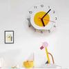 Creative Fried Egg Glass Wall Clock - Ultra-Quiet Childlike Design for Bedroom and Dining Room