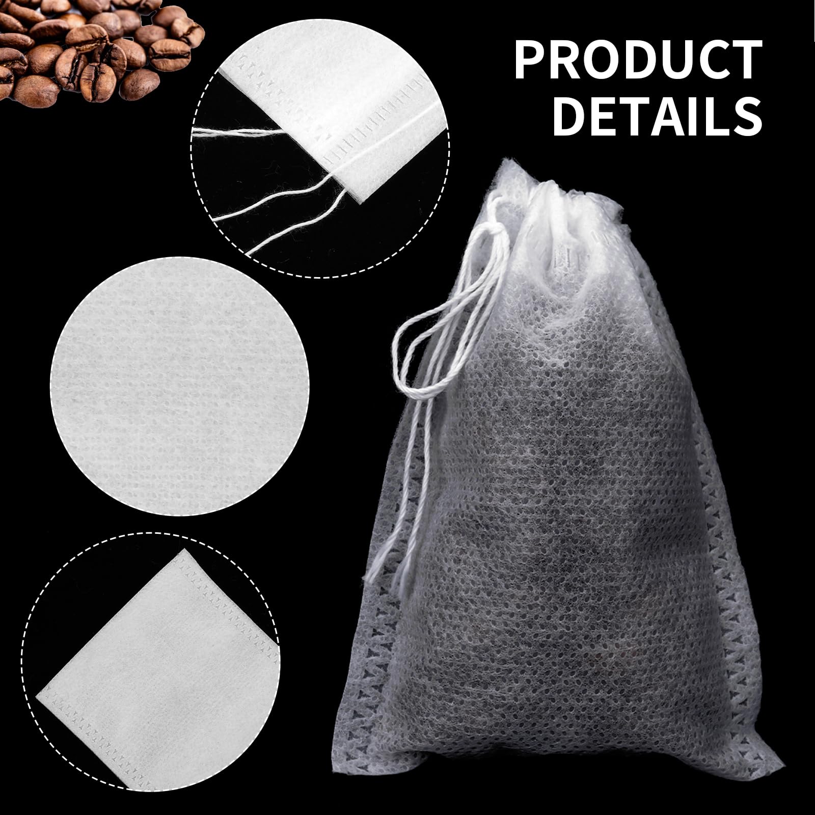 

100 шт. Фильтр для кофе холодного заваривания, пакеты для фильтрации холодного заваривания без беспорядка, 5x7 см, многоразовые пакеты для ванны/чая, фильтр-пакет для френч-пресса для чая 100PCS ( 5x7CM )