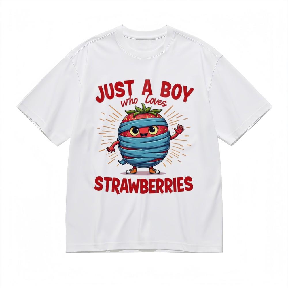 

Men s Comfy Slight Stretch Classic T-Shirt Animated Berry Character Printed Tee 3XL