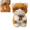 Plushie Gift for Girls Cute Plush Kitten Pendant with Glasses And Tie, Soft Stuffed Animal Toy Accessory Keychain Backpacks Keys, Decorative