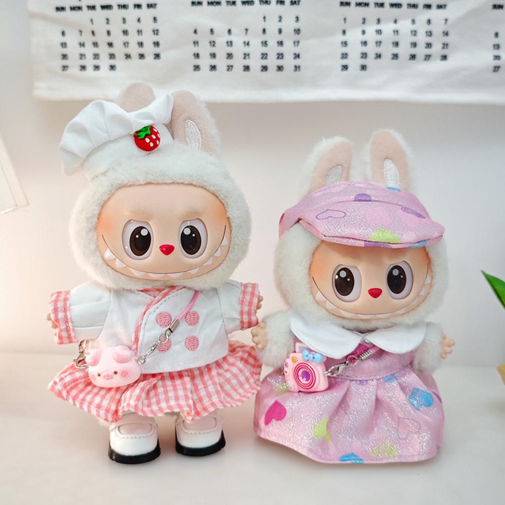 Miniature Colorful Heart Dress Set for 17cm Labubu Dolls Cute DIY Doll Clothes Fashion Accessories Lovely Outfit Gifts for Girls Friends