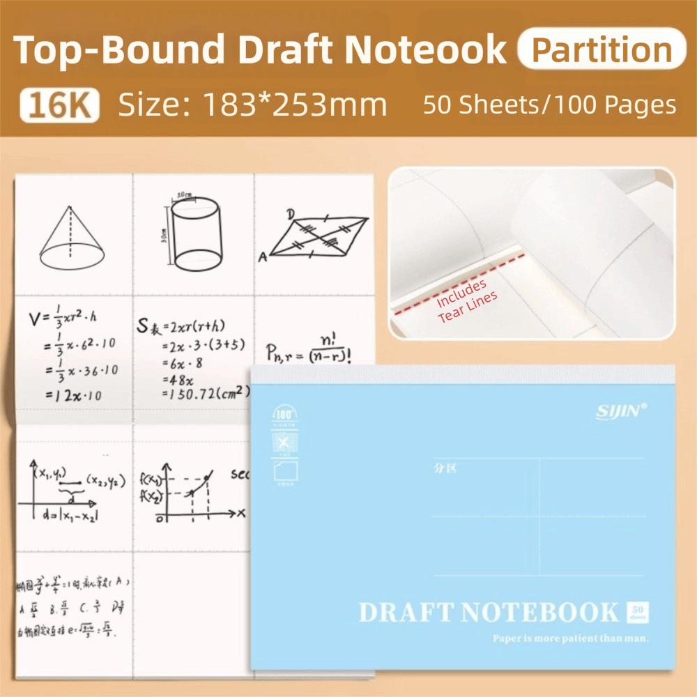 50 Sheets Flip-Up Draft Notebook 16K Note Paper Multi-purpose Draft Book Students