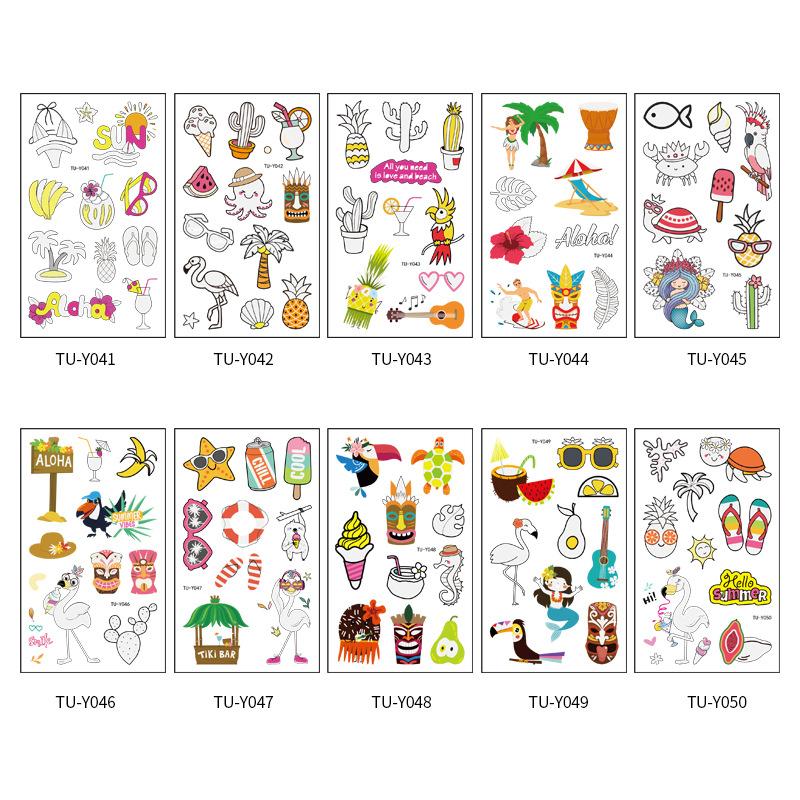 10 Stück Leuchtende Hawaiianische Tattoo-Sticker Leuchten im Dunkeln Tropischer Flamingo Strandparty-Sticker Aloha Luau Geburtstagsdeko Zubehör