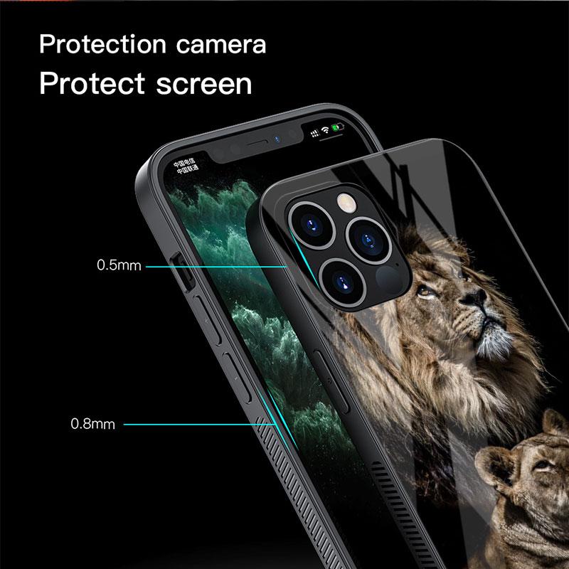 Wolf Dog Cat Bird Lion Tiger Animal Glass Case For Apple iPhone 14 13 Pro 11 12 7 8 Plus SE 2022 XR X XS Max 6 6S Phone Cover