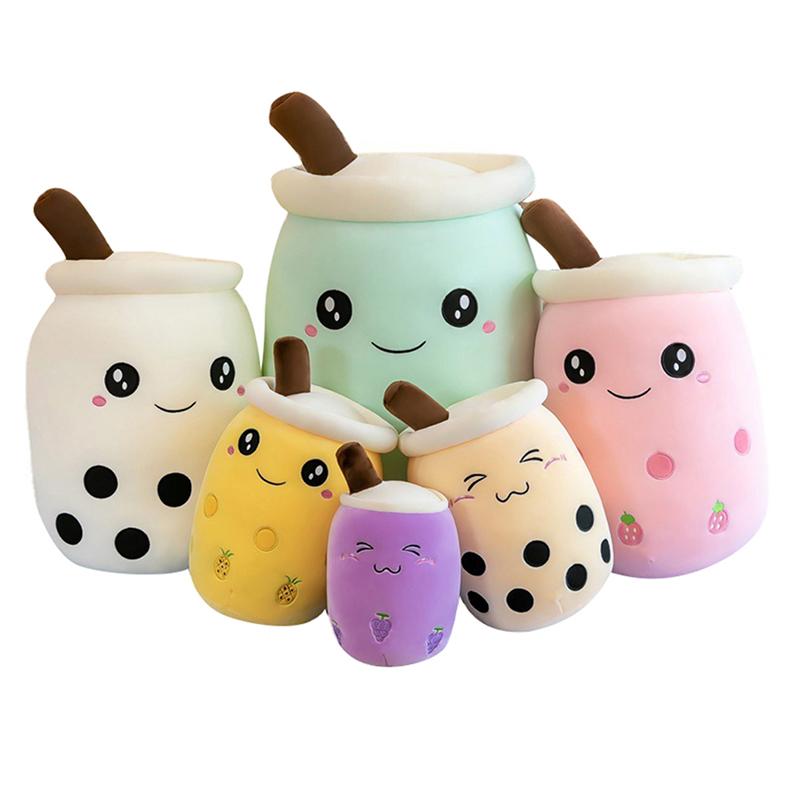 Cute Boba Milk Tea Plush Toy Soft Stuffed Pearl Milk Tea Hug Pillow Cushion