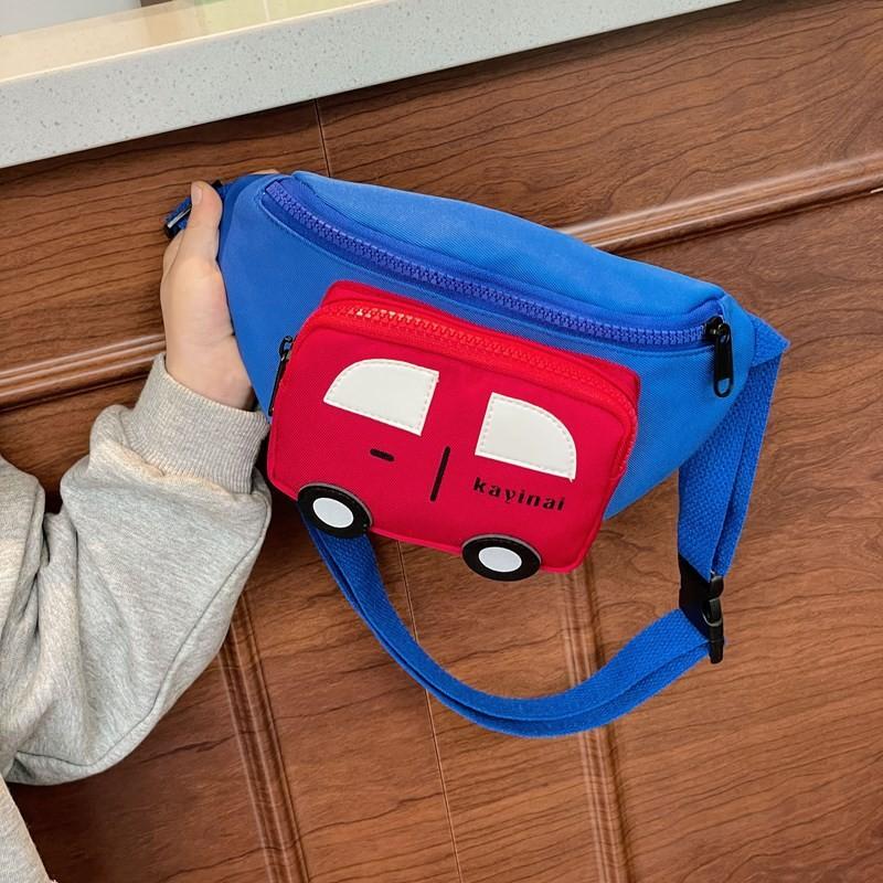 Adorable Cartoon Car Children's Chest Bag Lightweight Nylon Snack Pouch For Kids