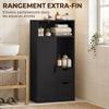 Bathroom Cabinet Narrow Storage Cabinet With 2 Drawers Open Compartments 50x25x100cm Black