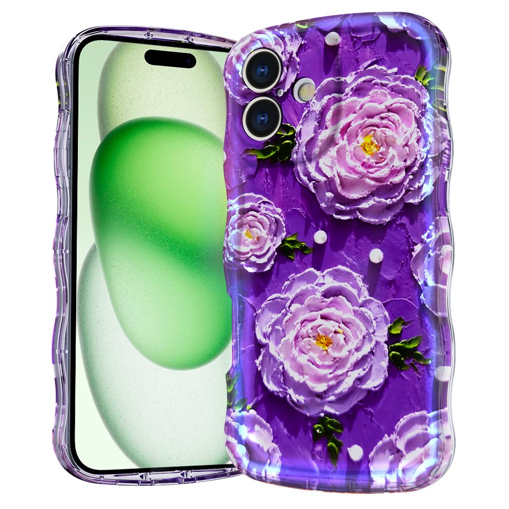 For iPhone 16 Plus Magnetic Case Wave Edge Glitter TPU Phone Back Cover