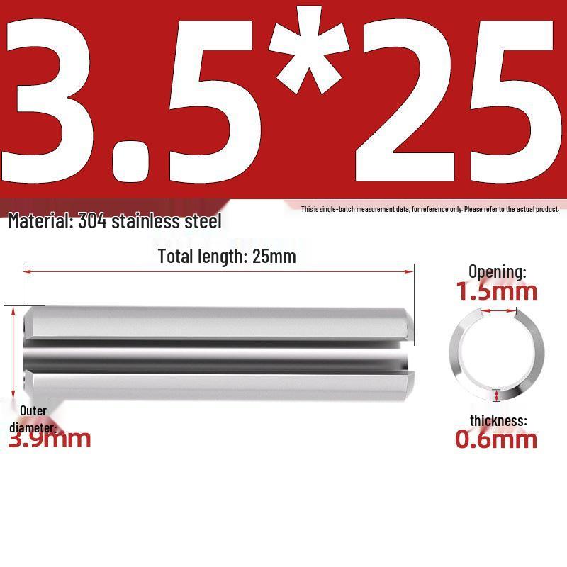304 Stainless Steel Slotted Spring Pin, Cylindrical Shaft Pin, Locating and Hollow Pin (M5-M12)