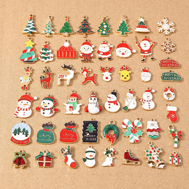 10/20/30 Pcs Random Mix Christmas Santa Claus Elk Charm Pendants for Earrings Necklace DIY Bracelet Jewelry Making Accessories