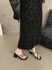 Fashion Slippers Women Summer Shoes Square Heel Rubber Flip Flops Heeled Mules Slides Block Hawaiian High Retro Scandals Square Heel Sho