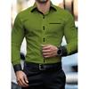 Men's Business Color Block Collar Long Sleeve Shirt, Slim Fit, Wrinkle-Free, Black and White Patchwork Shirt, Men's Fashion Top