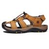 Men's Outdoor Top Layer Leather Large Size Toe Sandals Summer Casual Men's Fashion Outdoor Non-Slip Beach Sandals