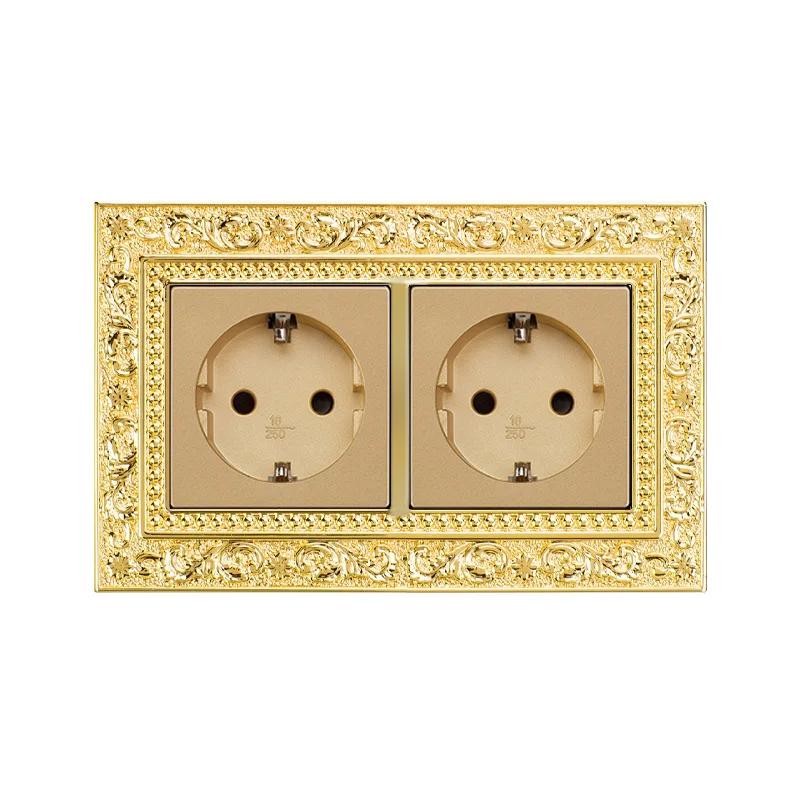 Luxury Vintage Push Button Switch 1/2/3/Gang 2Way,EU France Standard Copper Wall socket,Universal Light Home Switch Power Outlet